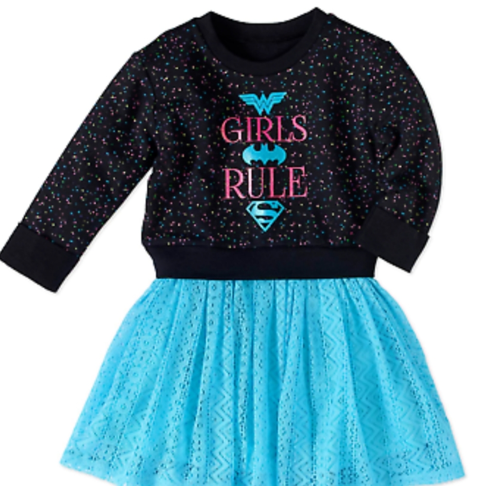 💥3/15$ $ DC Comics Black $ Blue Superheros Dress